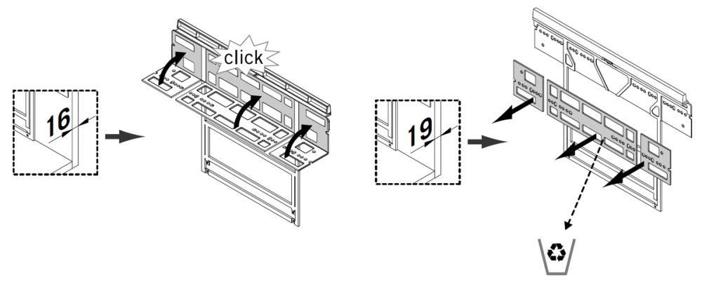 Tloušťka rámu skříňky 16 nebo 19 mm.