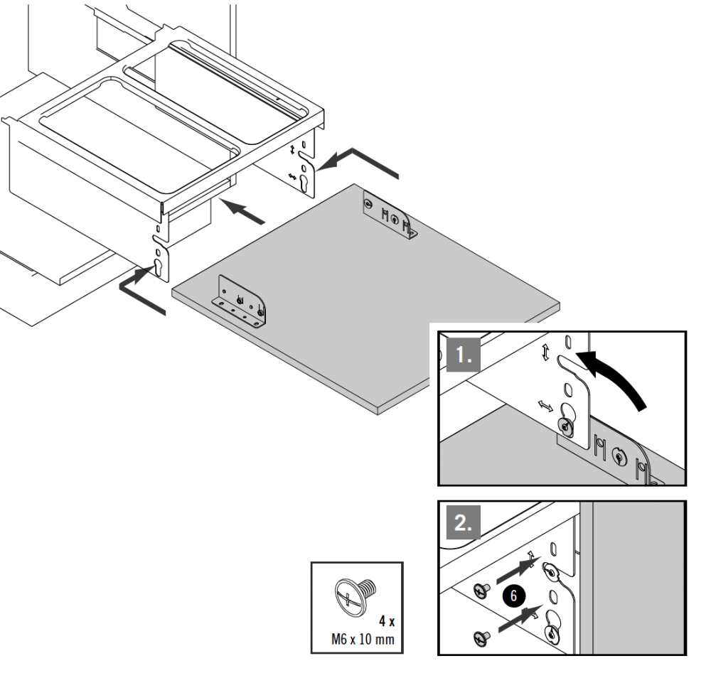 Připevněte a sklopte dvířka skříňky.